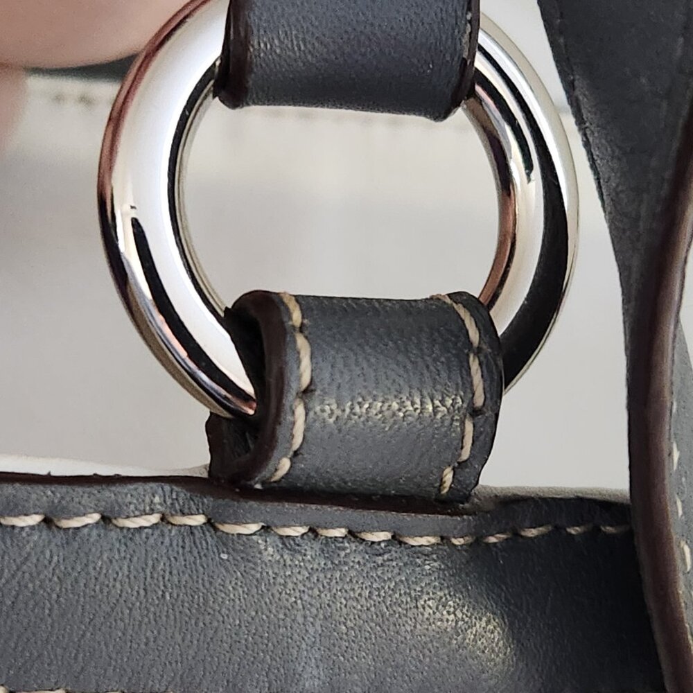 Coach White & Gray Y2K Leather Handbag Tote Purse - Picture 9 of 15
